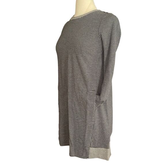 J.Jill Sweatshirt Dress Sz XS Gray And Black Stripes Slant Pockets Super Comfy - Picture 4 of 6